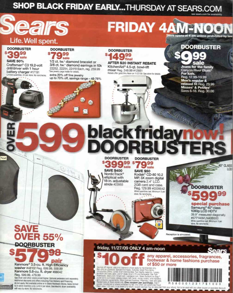 Illustration for article titled Sears Black Friday Ad Leaks: Boatloads of Cheap HDTVs